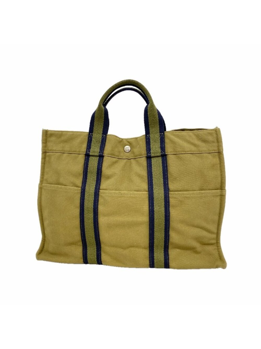 Hermes Tote Bag Fourre Tout MM Canvas Khaki Silver